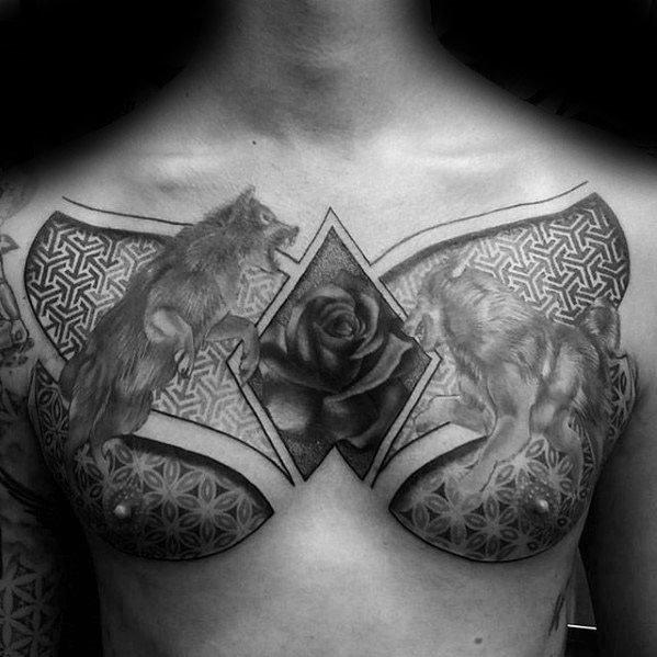maravilloso tatuaje lobo para hombre 51