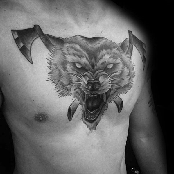 maravilloso tatuaje lobo para hombre 52