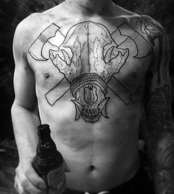 maravilloso tatuaje lobo para hombre 55