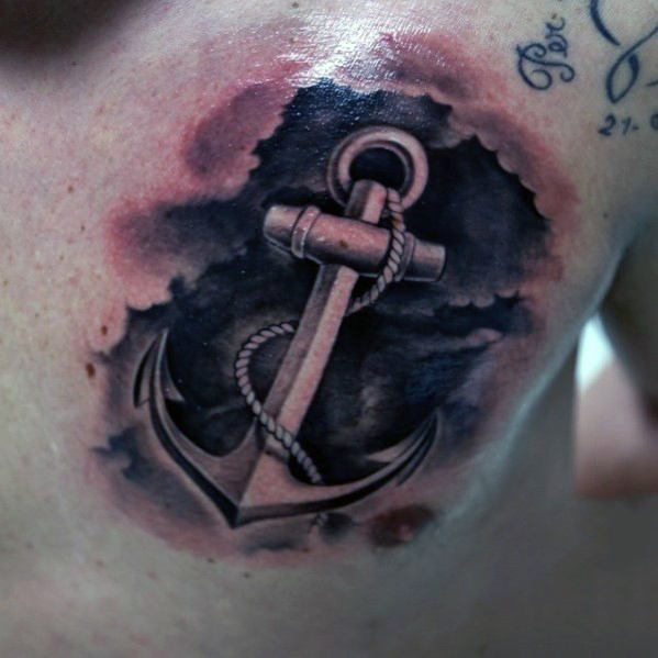 tatuaje ancla pecho para hombre 01