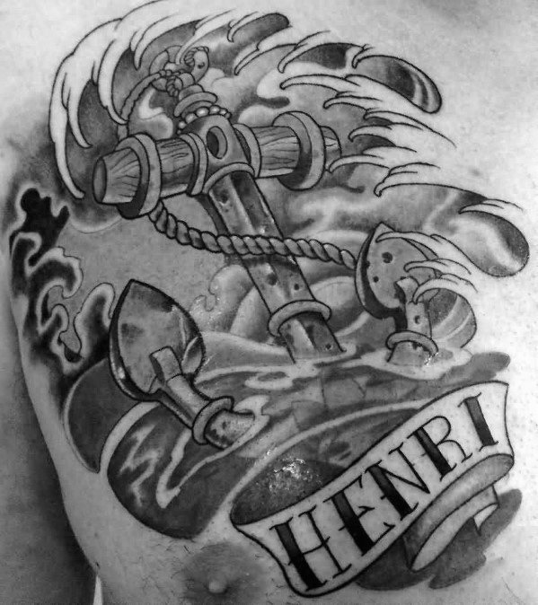 tatuaje ancla pecho para hombre 02