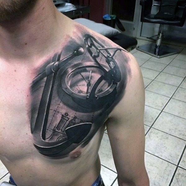 tatuaje ancla pecho para hombre 04