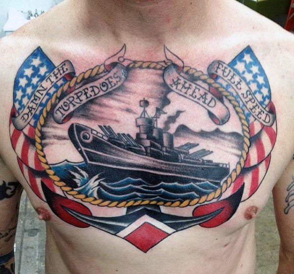 tatuaje ancla pecho para hombre 15