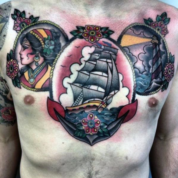 tatuaje ancla pecho para hombre 19