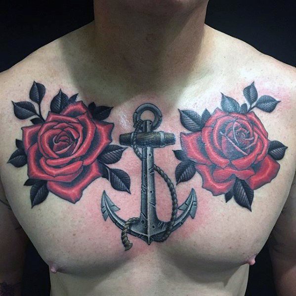 tatuaje ancla pecho para hombre 20