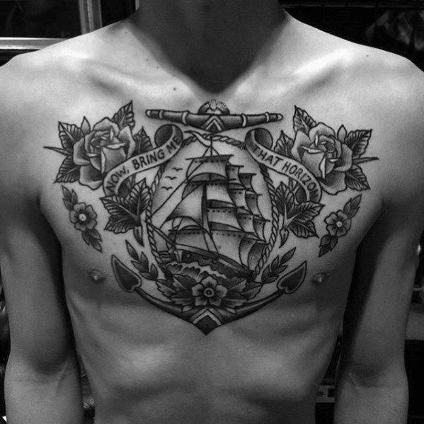 tatuaje ancla pecho para hombre 21