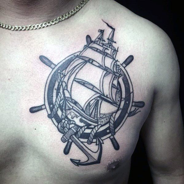 tatuaje ancla pecho para hombre 26