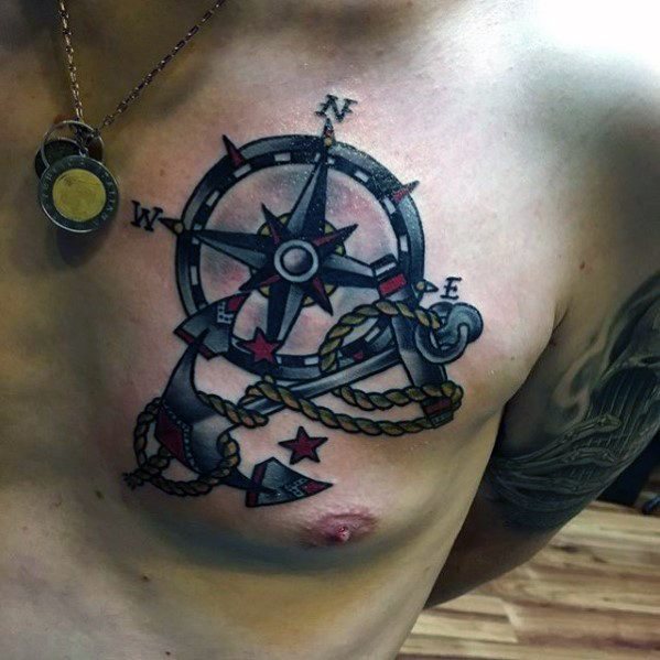tatuaje ancla pecho para hombre 28