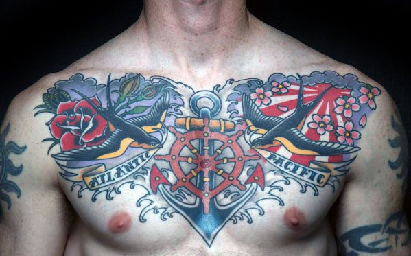 tatuaje ancla pecho para hombre 31