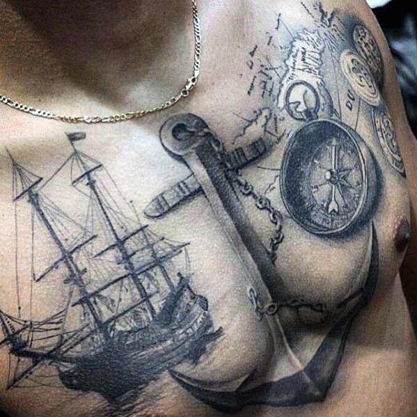 tatuaje ancla pecho para hombre 32