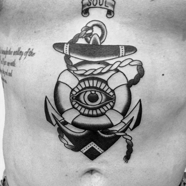 tatuaje ancla pecho para hombre 33