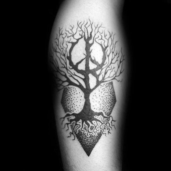 tatuaje arbol pierna para hombre 03