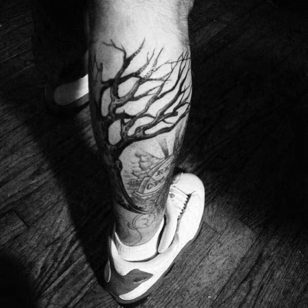 tatuaje arbol pierna para hombre 04