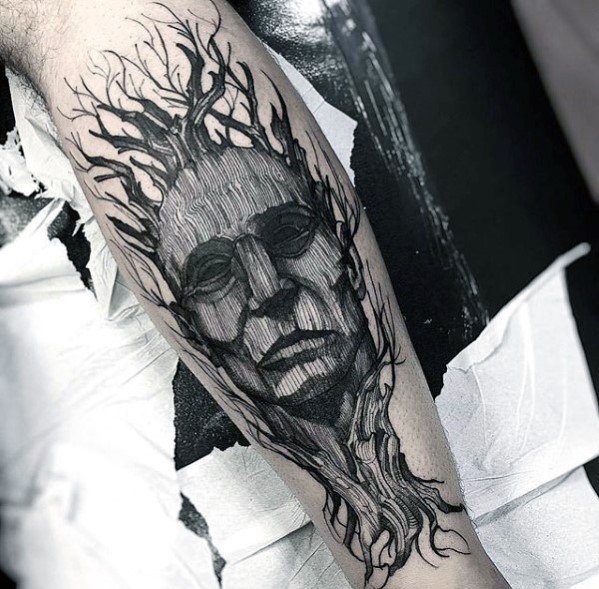 tatuaje arbol pierna para hombre 05