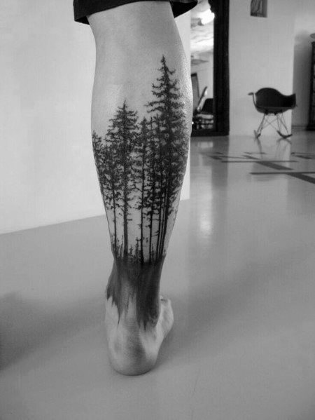 tatuaje arbol pierna para hombre 07