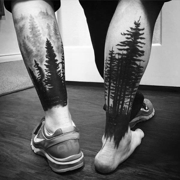 tatuaje arbol pierna para hombre 12
