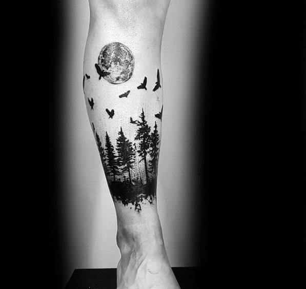 tatuaje arbol pierna para hombre 13