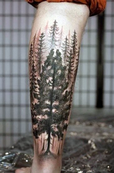 tatuaje arbol pierna para hombre 19