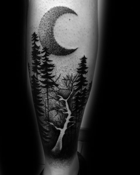 tatuaje arbol pierna para hombre 20