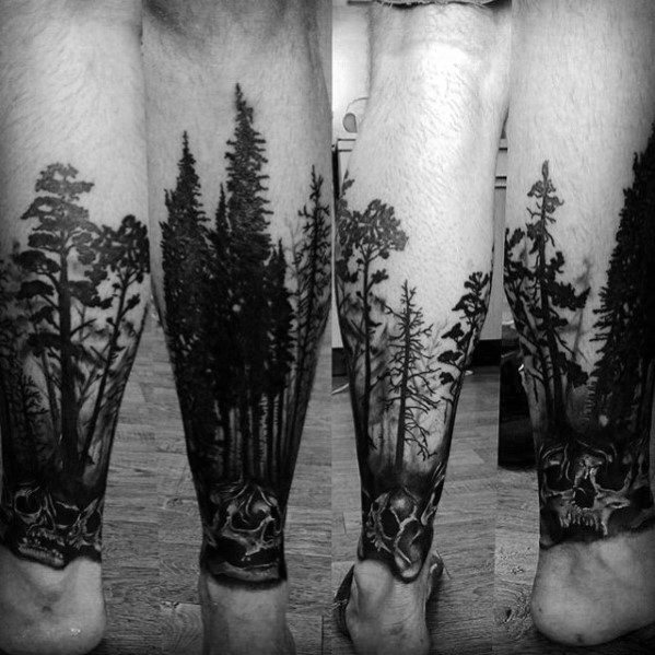 tatuaje arbol pierna para hombre 21