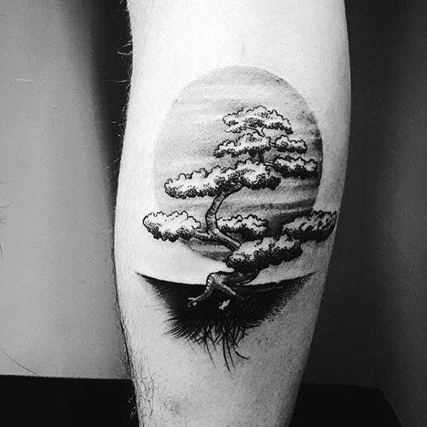 tatuaje arbol pierna para hombre 25