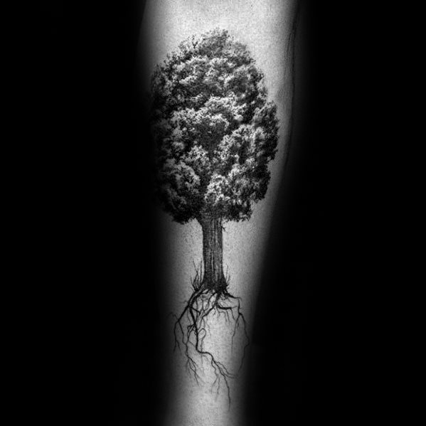 tatuaje arbol pierna para hombre 28