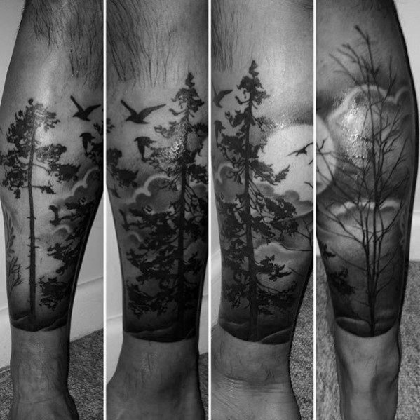 tatuaje arbol pierna para hombre 40