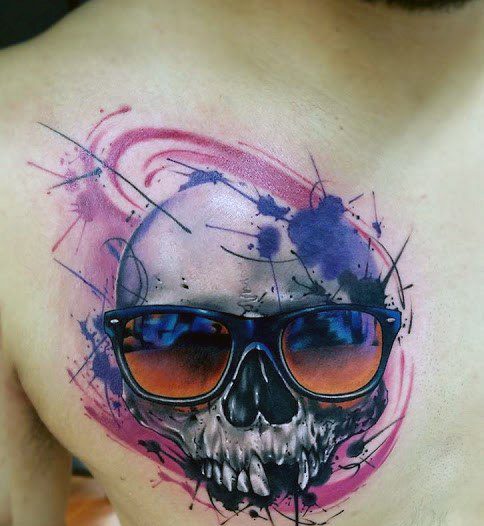 tatuaje calavera acuarela para hombre 02