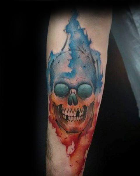 tatuaje calavera acuarela para hombre 03