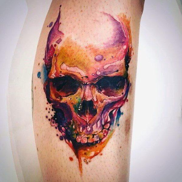 tatuaje calavera acuarela para hombre 04
