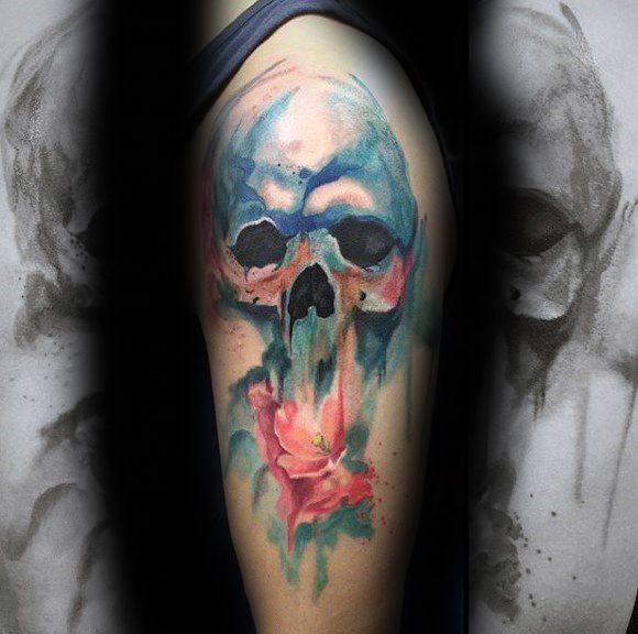 tatuaje calavera acuarela para hombre 05
