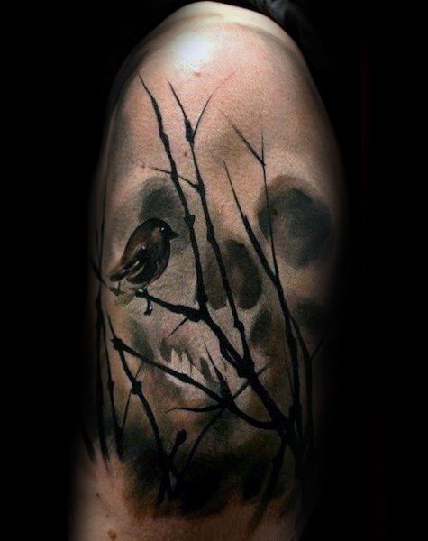 tatuaje calavera acuarela para hombre 06