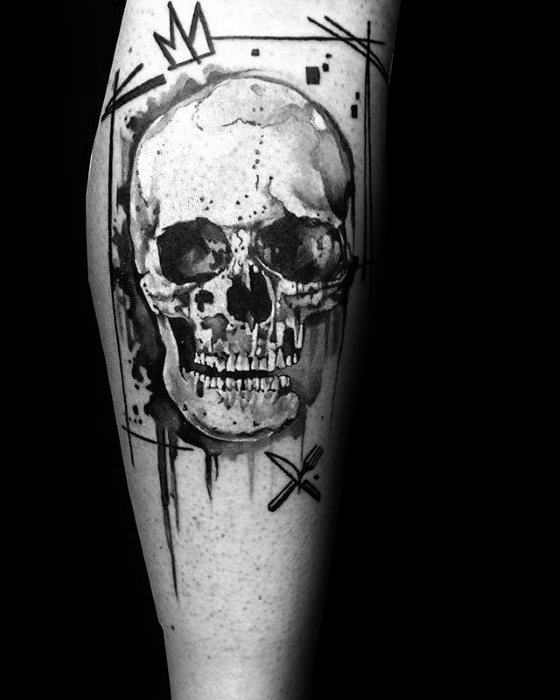 tatuaje calavera acuarela para hombre 10