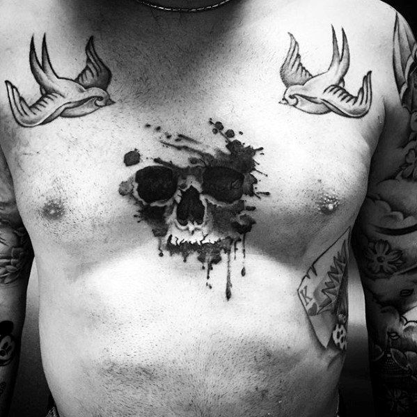 tatuaje calavera acuarela para hombre 11