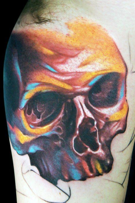 tatuaje calavera acuarela para hombre 18