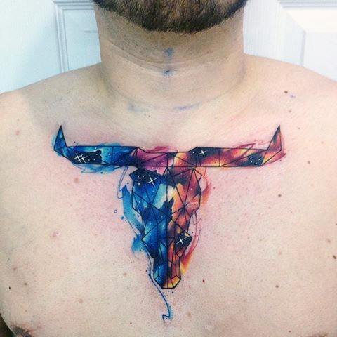 tatuaje calavera acuarela para hombre 20