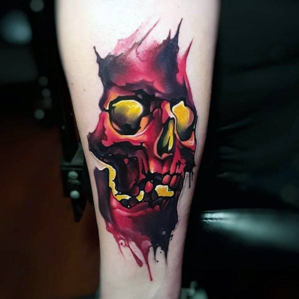 tatuaje calavera acuarela para hombre 23
