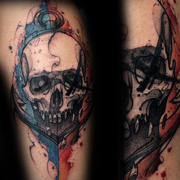 tatuaje calavera acuarela para hombre 25
