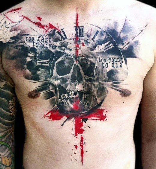 tatuaje calavera acuarela para hombre 27