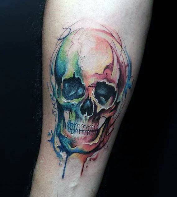tatuaje calavera acuarela para hombre 29