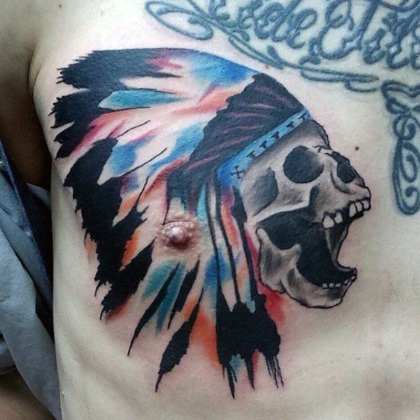tatuaje calavera acuarela para hombre 33