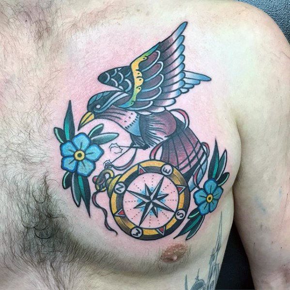 tatuaje tradicional pajaro para hombre 05