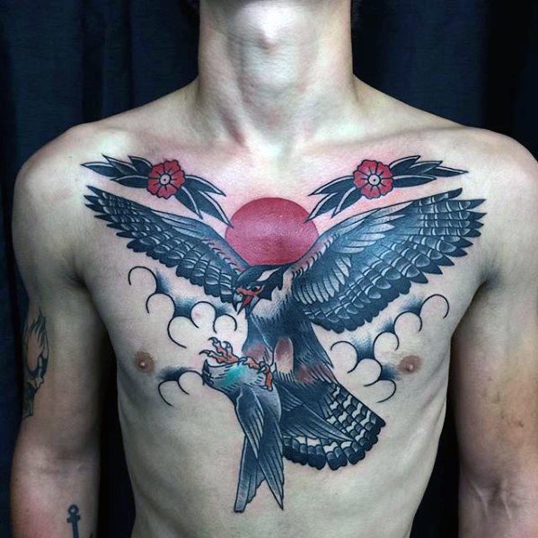 tatuaje tradicional pajaro para hombre 06
