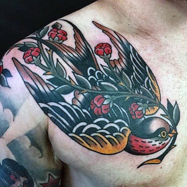 tatuaje tradicional pajaro para hombre 21