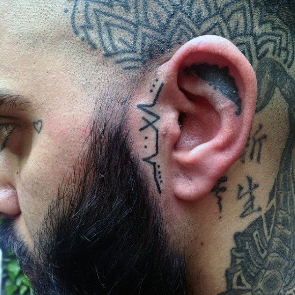 tatuaje en la oreja para hombre 49