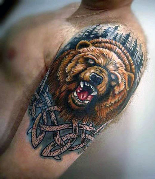 tatuaje oso celta para hombre 01