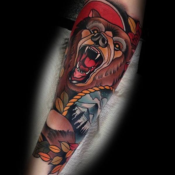 tatuaje oso nuevo estilo para hombre 31