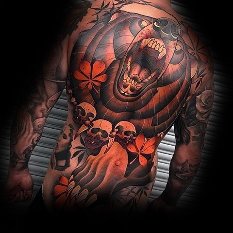 tatuaje oso nuevo estilo para hombre 33