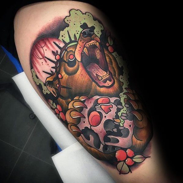 tatuaje oso nuevo estilo para hombre 39