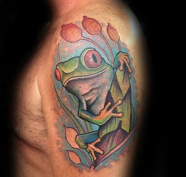 tatuaje rana en arbol para hombre 38